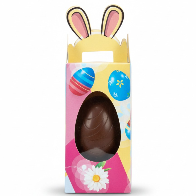 CAJA RECTANGULAR FELIZ PASCUA VENTANA HUEVO CHICA