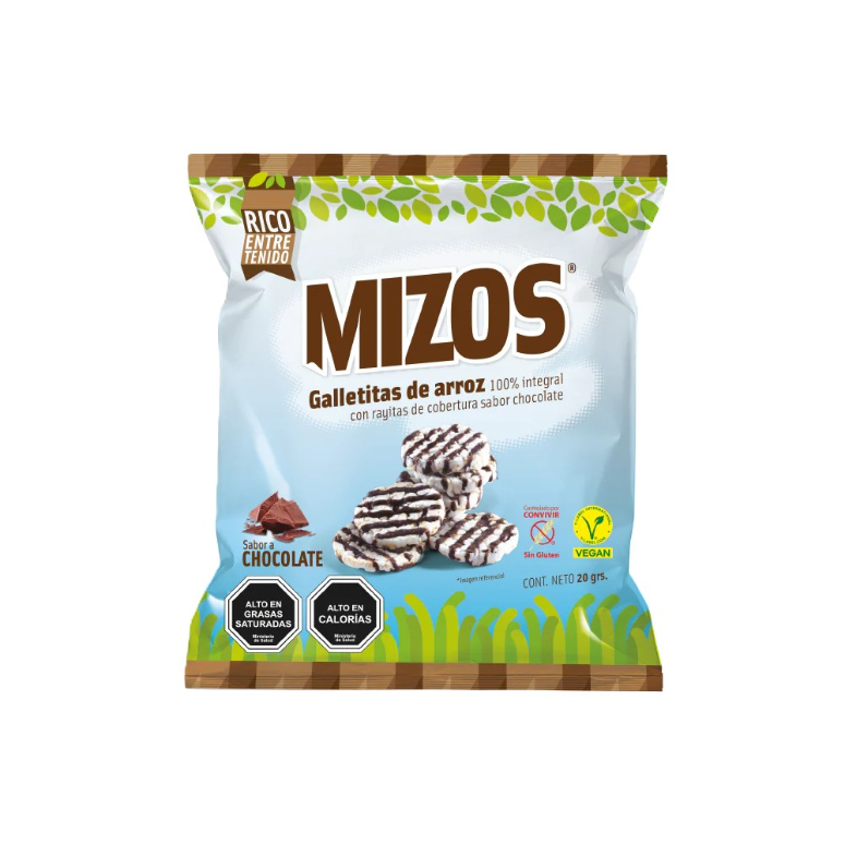 GALLETAS DE ARROZ CHOCOLATE MIZOS 20GRS 28UN