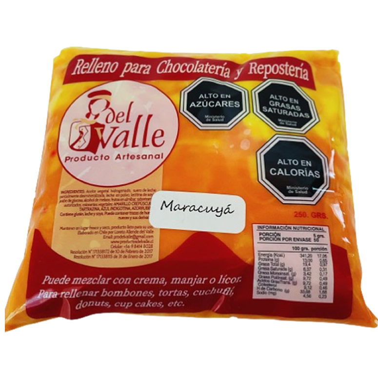 RELLENO MARACUYA PRODUCTOS DEL VALLE 250G